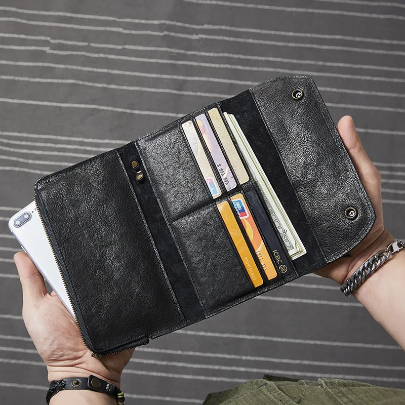 High-quality luxury cowhide men women's wallets casual simple genuine leather multi-function anti-theft phone card holder purse