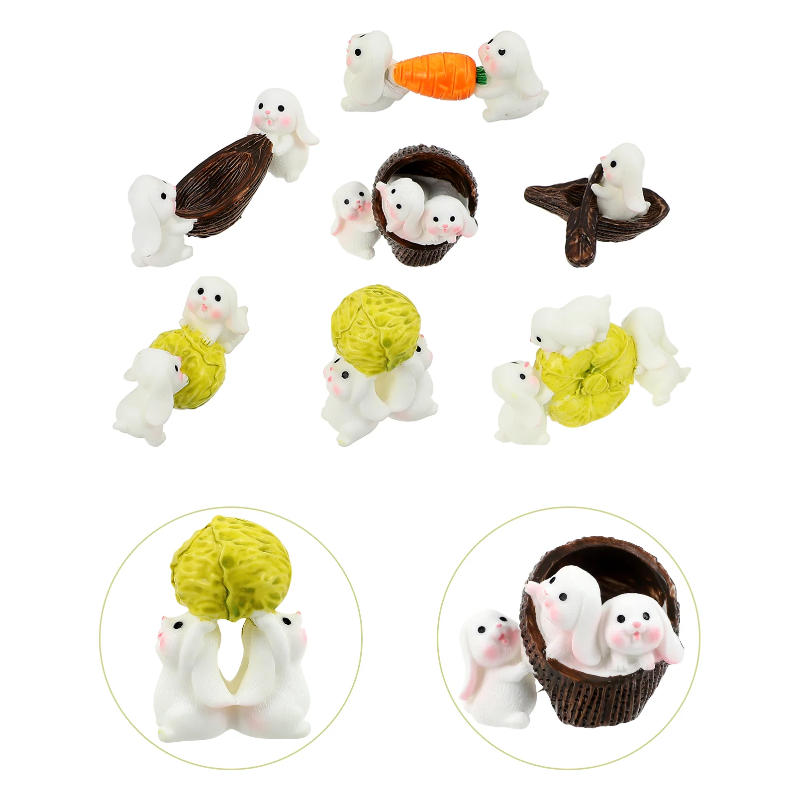 

1 Set Adorable Resin Rabbit Figurine Adornments Home Desktop Rabbit Decors