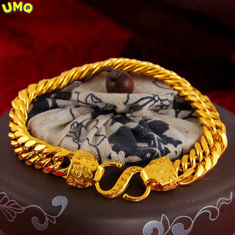 

Hip Hop Tight Bracelet Yellow Gold Filled Solid Mens Bracelet Gift