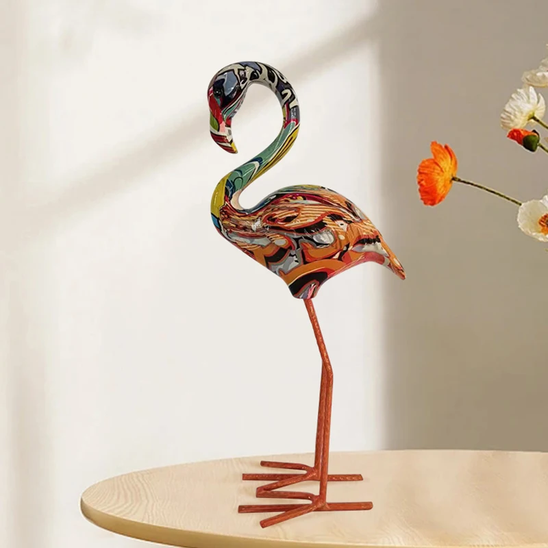 

NORTHEUINS полимерные граффити цветные Фламинго Декор Фигурки для интерьера картины Искусство Животные Статуя домашняя гостиная предметы