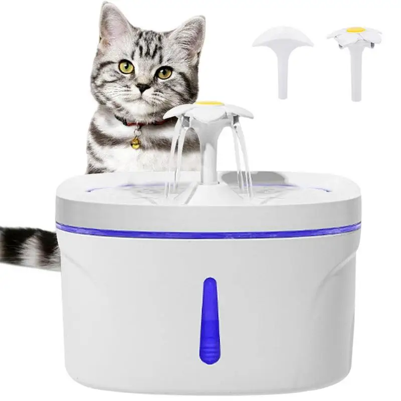 

Кошачий фонтан, Автоматический водяной диспенсер 84 унции/2,5 л, светодиодный фонтан для кошек, дозатор воды для собак с умным насосом для коше...