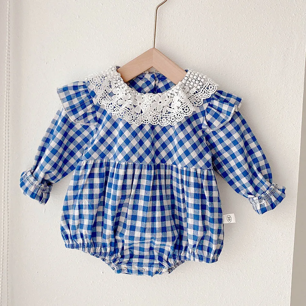 

Baby Girl First Birthday Bodysuit Cotton Lace Peter Pan Collar Princess Spring Autumn Newborn Onesies Infant Clothes 2022