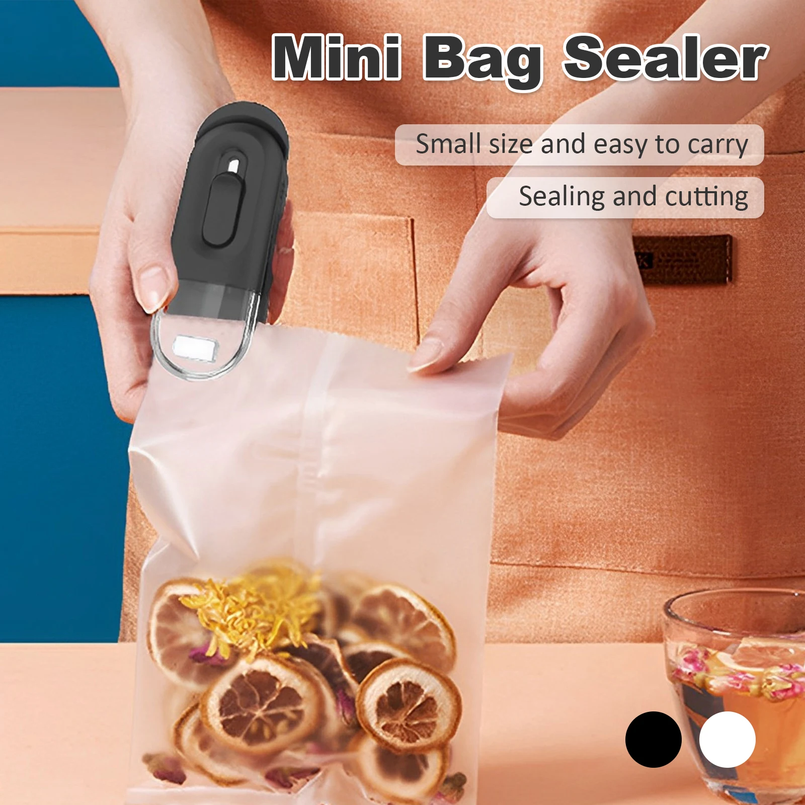 Mini Bag Sealer Chip Bag Sealer with Cutter and Magnet Handheld Heat Sealer Portable Mini Sealing Machine Battery Operated Bag