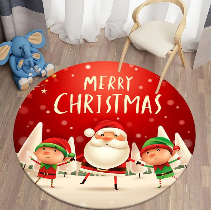 

Family Living Room Christmas Round Carpet Christmas Gifts Children's Play Carpet Bedroom Decorative Floor Mats Moda