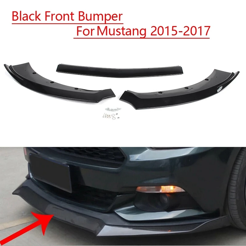 3Pcs/Set Front Bumper Lip Diffuser Protector Cover Splitter Body Kit For Ford Mustang 2015-2017