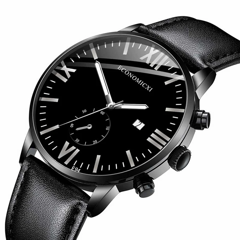 

Часы наручные мужские ультратонкие, модные повседневные простые деловые кварцевые, с кожаным ремешком