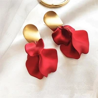 exaggerate red rose petal statement fashion earrings big statement fashion earrings elegant party big red flower earrings