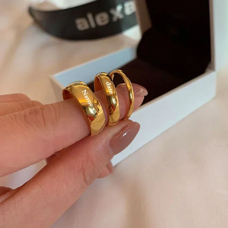 2/4/6/8 мм золото из нержавеющей стали обручальные кольца для влюбленных пар женщин