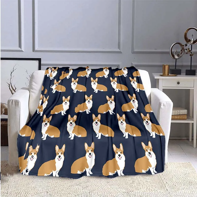 

Cartoon dog pattern sofa bed blanket super soft warm printed flannel blanket