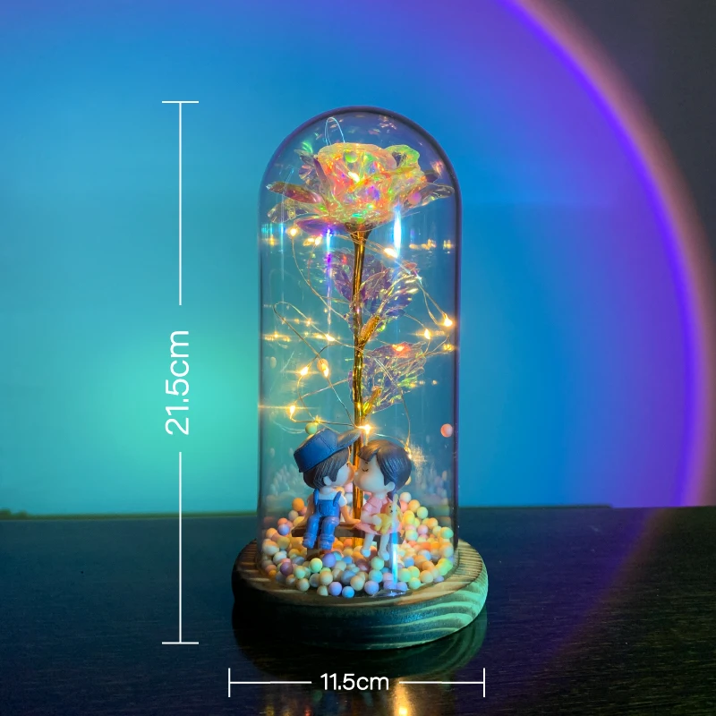 Flower Beauty and the Beast Led Eternal Rose in Glass Christ