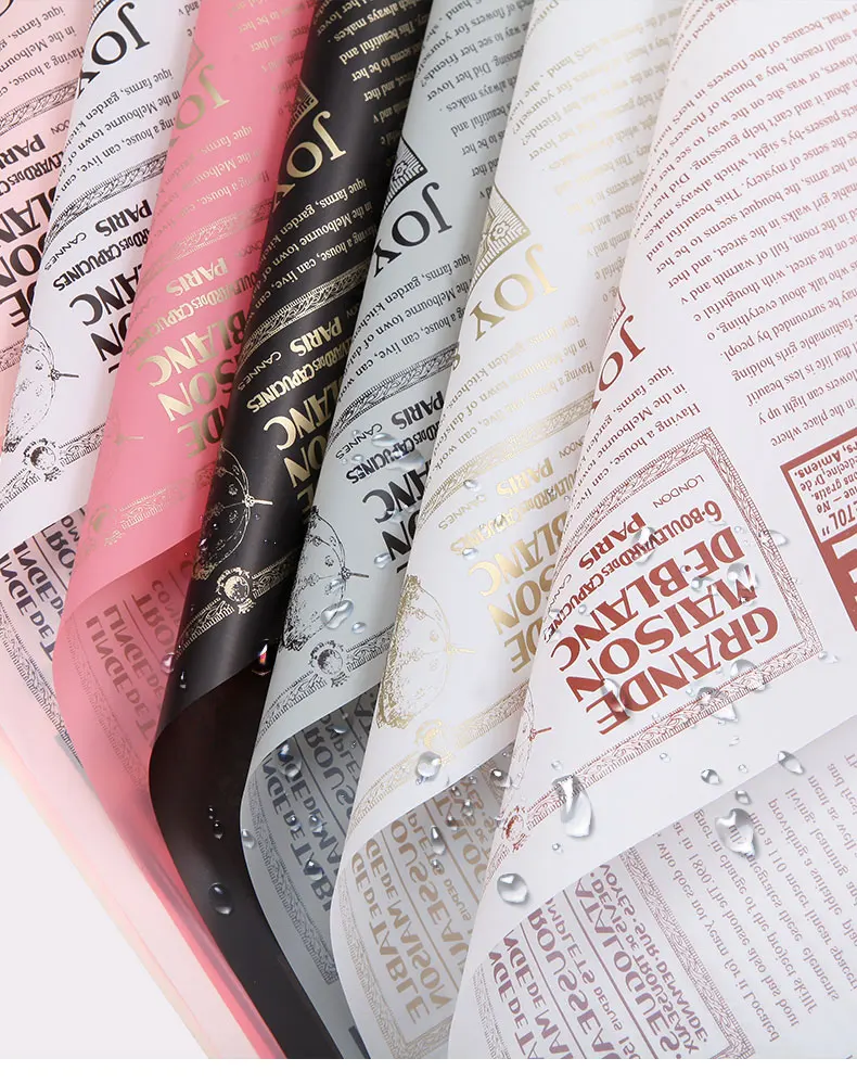 

20Pcs Newspaper English Alphabet Waterproof Flower Wrapping Paper Bouquet Gift Crepe Papers Flower Packaging Material 60*60cm