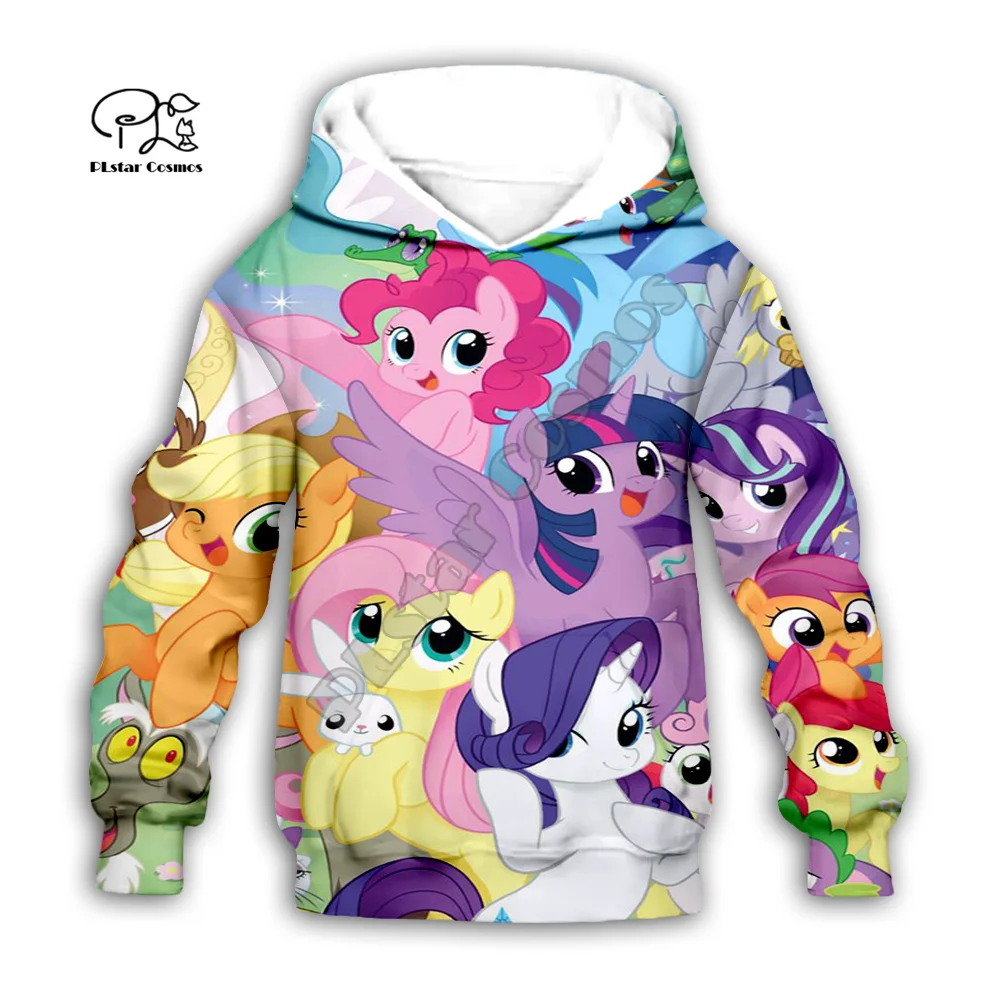 

Новые модные забавные повседневные толстовки с рисунком аниме My Little Pony 3DPrint, детский пуловер, свитшоты, куртка, футболки, семейная одежда A19