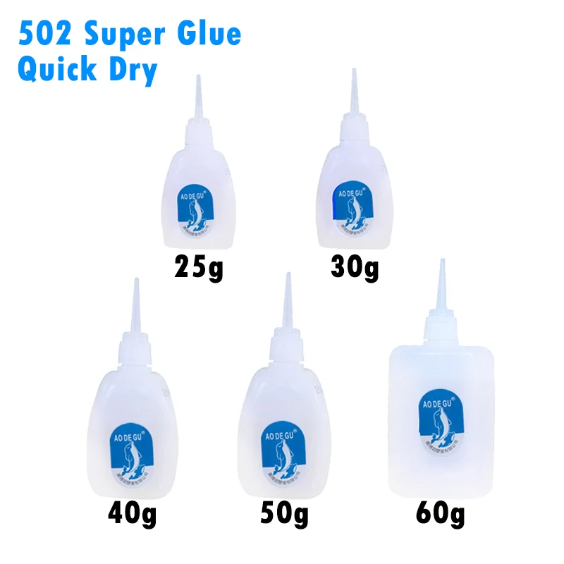 25-60g 502 Super Glue Fast Glue Instant Quick Dry Cyanoacrylate Strong Adhesive Quick Bond Leather Rubber Metal Office Supplies