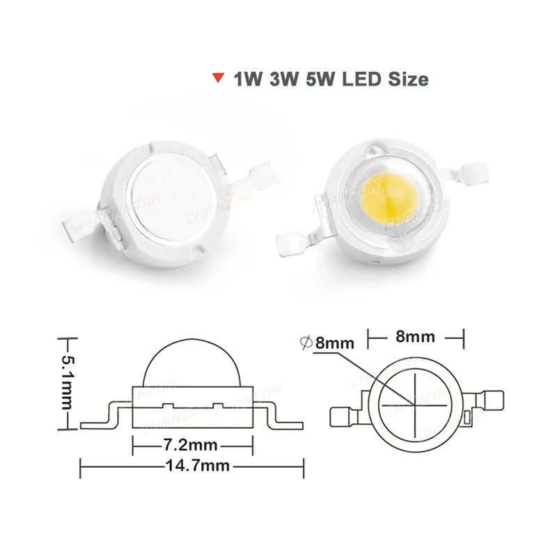 1W 3W 5W Warm Natural Cold White Led Chips Bulb High Power Intensity Red Blue Green Yellow Full Spectrum Grow Light Lamp - купить по