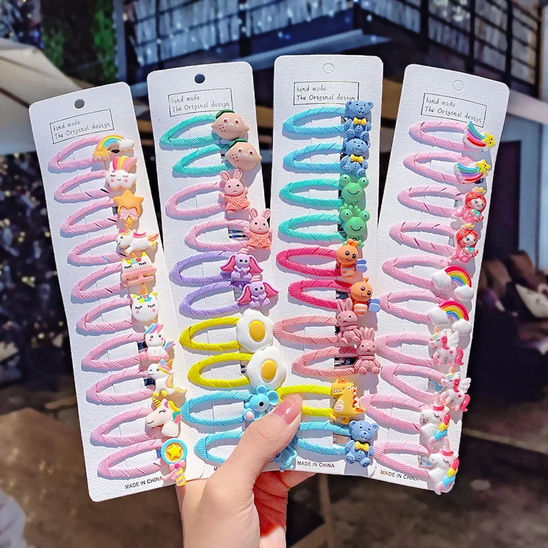 

10 Pcs/set Girls' Cute Flower Hair Clips Cartoon Animal Fruit Hair Clip headdress children Hairpins Hair Accessories For Girls