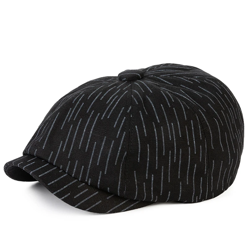 

Мужская повседневная Кепка-газетчик CNTANG, Весенняя Модная хлопковая восьмиугольная кепка, винтажный однотонный берет в полоску, кепки в сти...