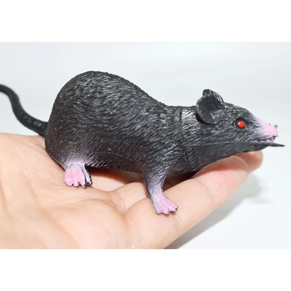 

2pcs Realistic Mice Toy Spooky Rat Toy Halloween Prank Toy Creepy Halloween Decor Medium Size (Black, Gray)