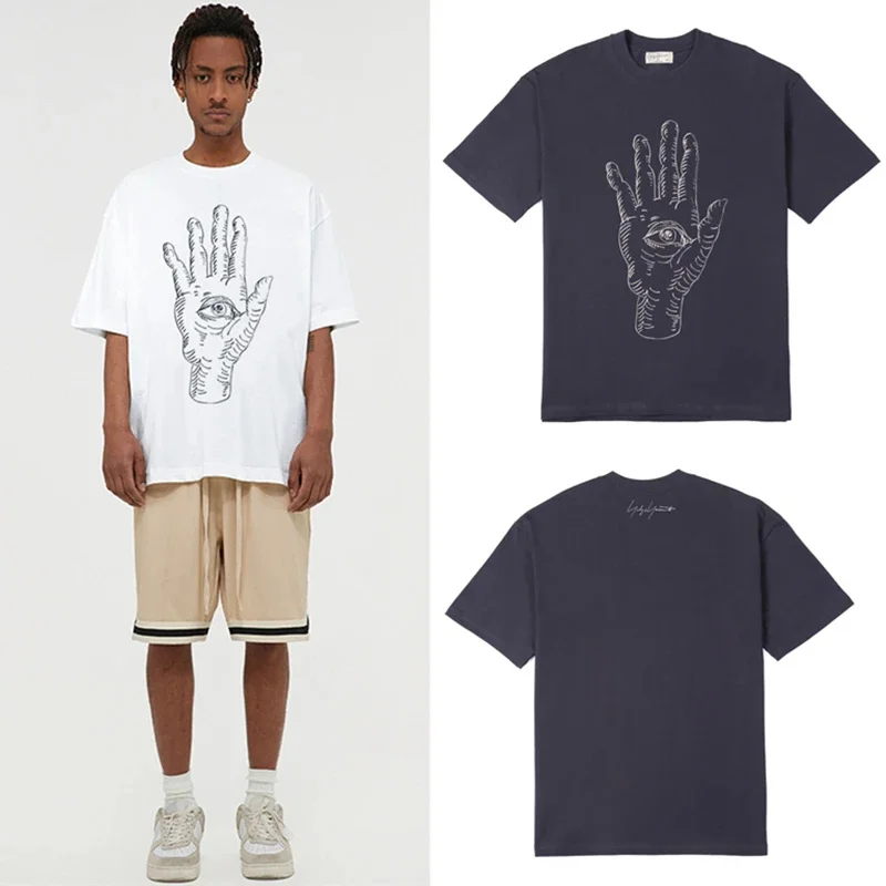 

Y-3 Yohji Yamamoto Men's T-shirt 2023 Summer Palm Eye Print Dark Wind Japanese Cotton Casual Short Sleeve Tops For Men and Women