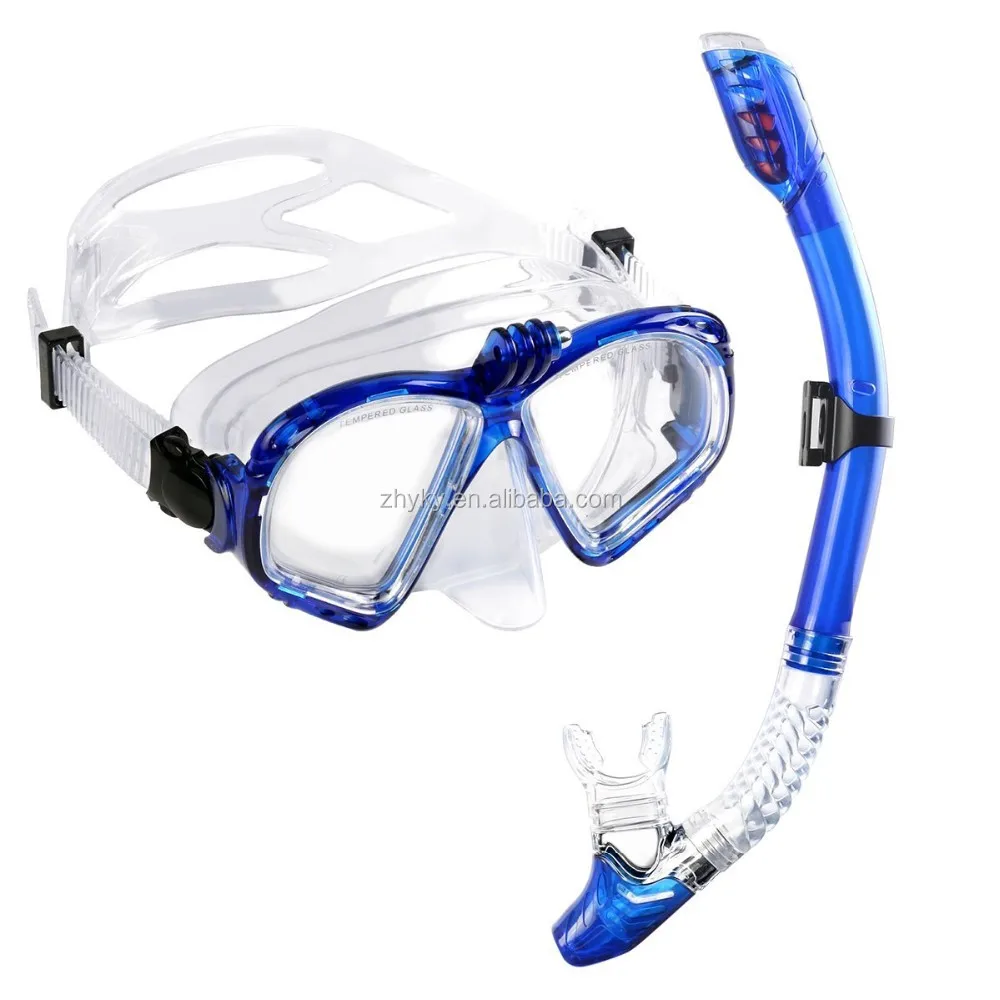 

Silicone scuba gear Blue diving mask snorkels set for gopro QYQ2201