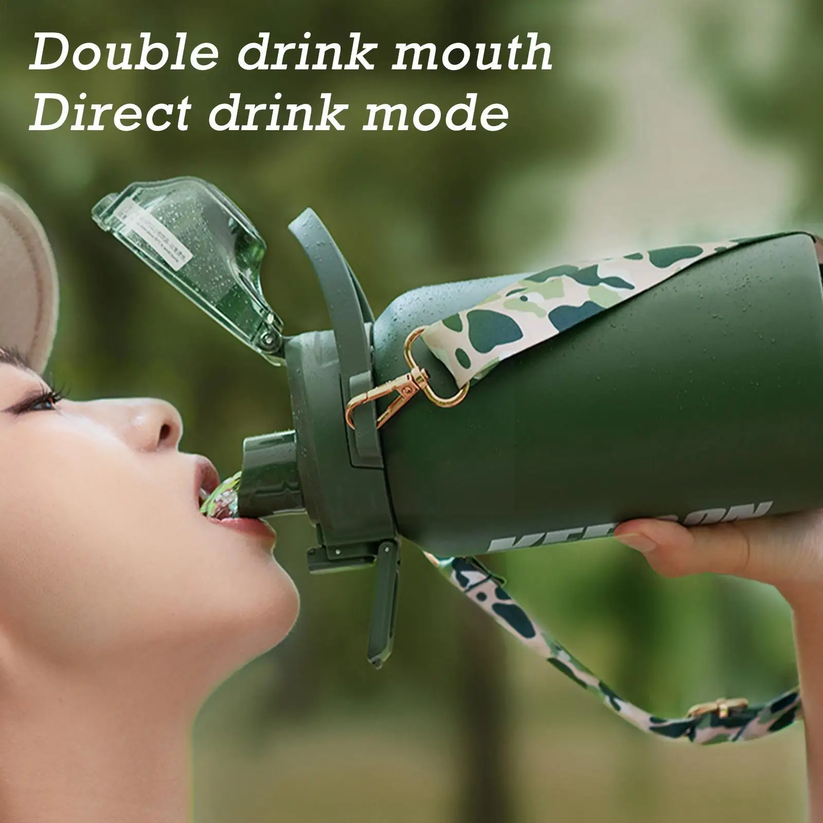 

1000 мл вместительная бутылка, модная женская портативная вакуумная колба, фотоемкость с соломинкой для пешего туризма, кемпинга, пикника X7V7