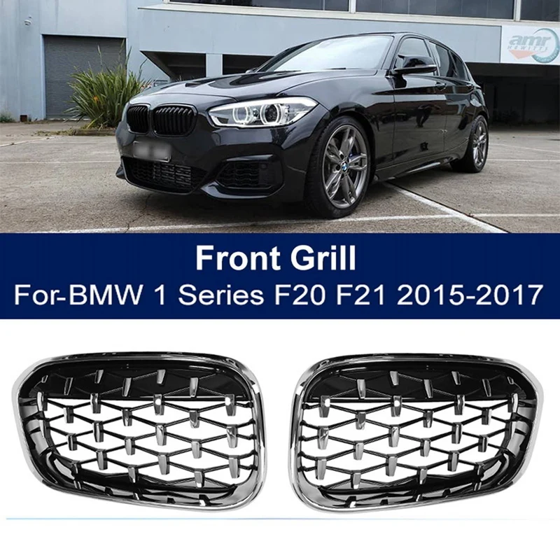 

Car Front Bumper Grilles Kidney Racing Grill Double Slat Replacement Grille for-BMW 1 Series F20 F21 2015-2017