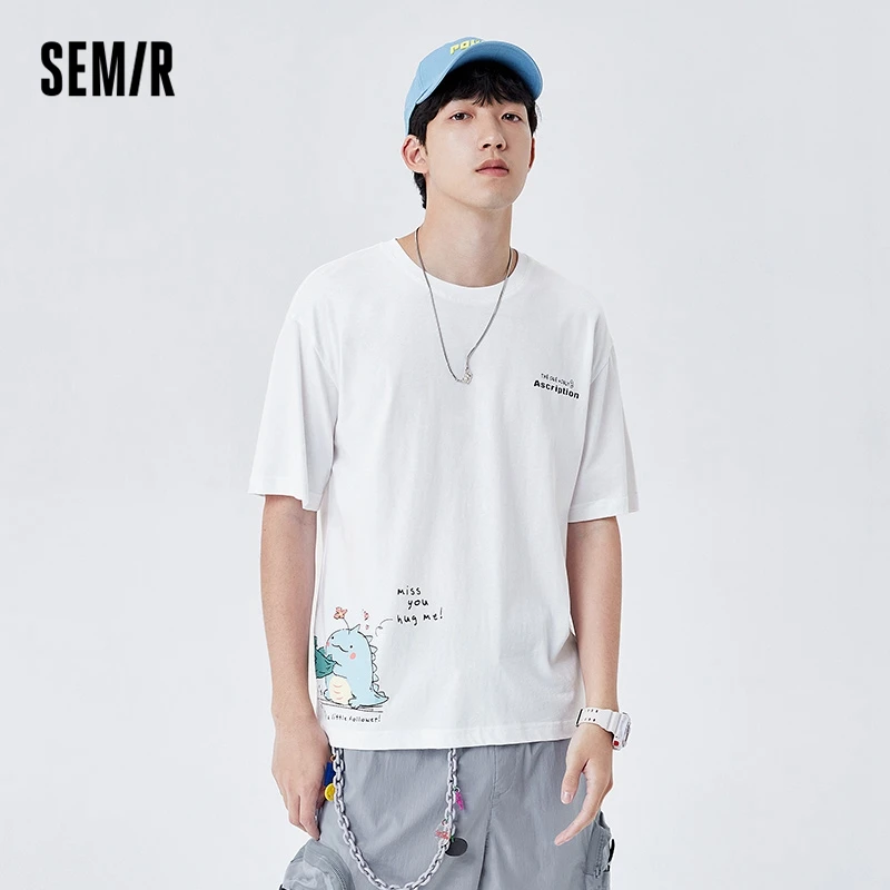 

Футболка Semir мужская с коротким рукавом, брендовая тенниска с принтом в виде маленького динозавра, свободная майка с коротким рукавом, лето