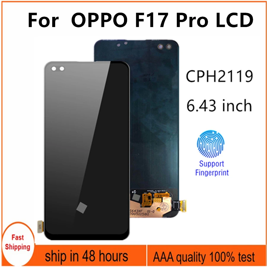 

ЖК-дисплей 6,43 дюйма AMOLED для OPPO F17 Pro, зеркальный ЖК-дисплей для OPPO F17Pro CPH2119, ЖК-дисплей