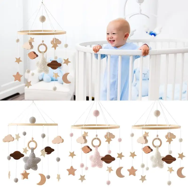 

Мобиль для детской кроватки, войлочный шар, подвесные игрушки для детской кроватки, ручная работа, мобиль с облаками, детский потолочный моб...