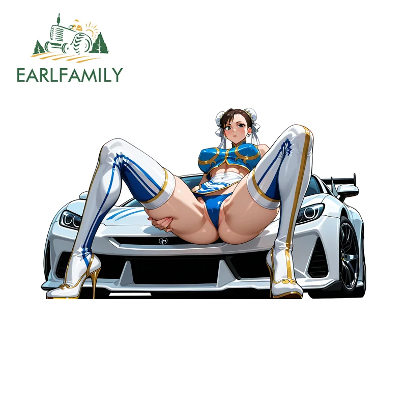 

EARLFAMILY крутая гоночная девушка Chunli очаровательная девушка автомобильные наклейки креативная графика для хранения фляги наклейка красивая защита двери автомобиля