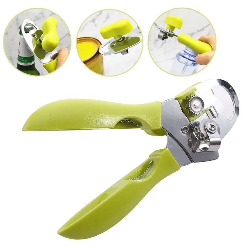 

Многофункциональный ручной консервный нож четырехв-1, открывалка для кухни, инструмент для открывания, столовые аксессуары