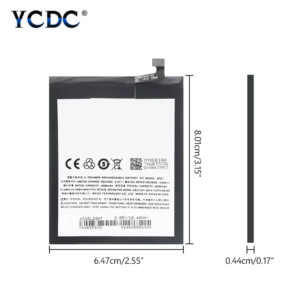 

NEW Original Battery BT61 Mobile Phone Replacement Battery For Meizu M3 Note Note 3 M681 M681H M681Q Smart Phone Cell Replacemen