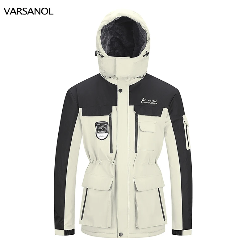 

VARSANOL Outdoor Jackets Men's/women's Parkas Winter Thick Polyester Hooded Men Coats Clothing Windproof Warm Male Jackets L-8XL