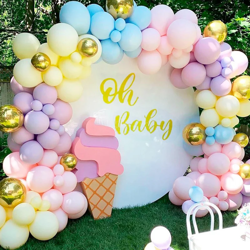 

Colorful Macaron Balloons Arch Kit Baby Shower Pastel Rainbow Party Organic Balloon Garland Wall
