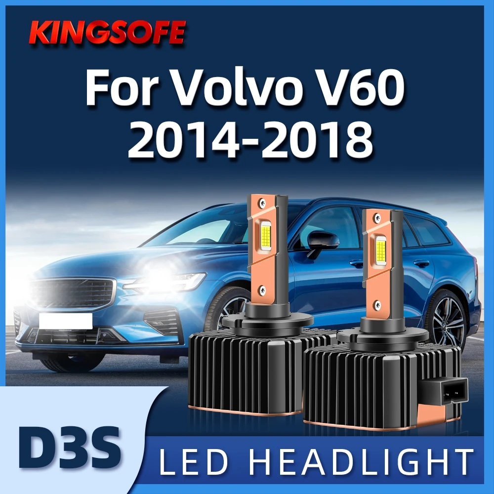 

2Pcs автомобиль свет D3S светодиодные фары 45000LM 6000K CSP чип высоколучей лампы низкого света 1:1 ксенон для Volvo V60 2014 2015 2016 2016 2017 2018