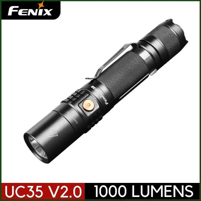 Original Fenix UC35 V2.0 1000 Lumens Rechargeable Tactical Flashlight With 3400 MAh 18650 Battery Compact LED Torch Light
