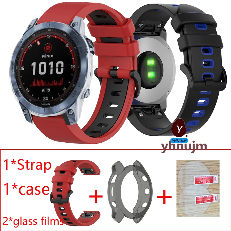 

Силиконовый ремешок для часов Garmin Fenix 7 7S, сменный ремешок для Garmin Fenix 7X, ремешок с защитной пленкой