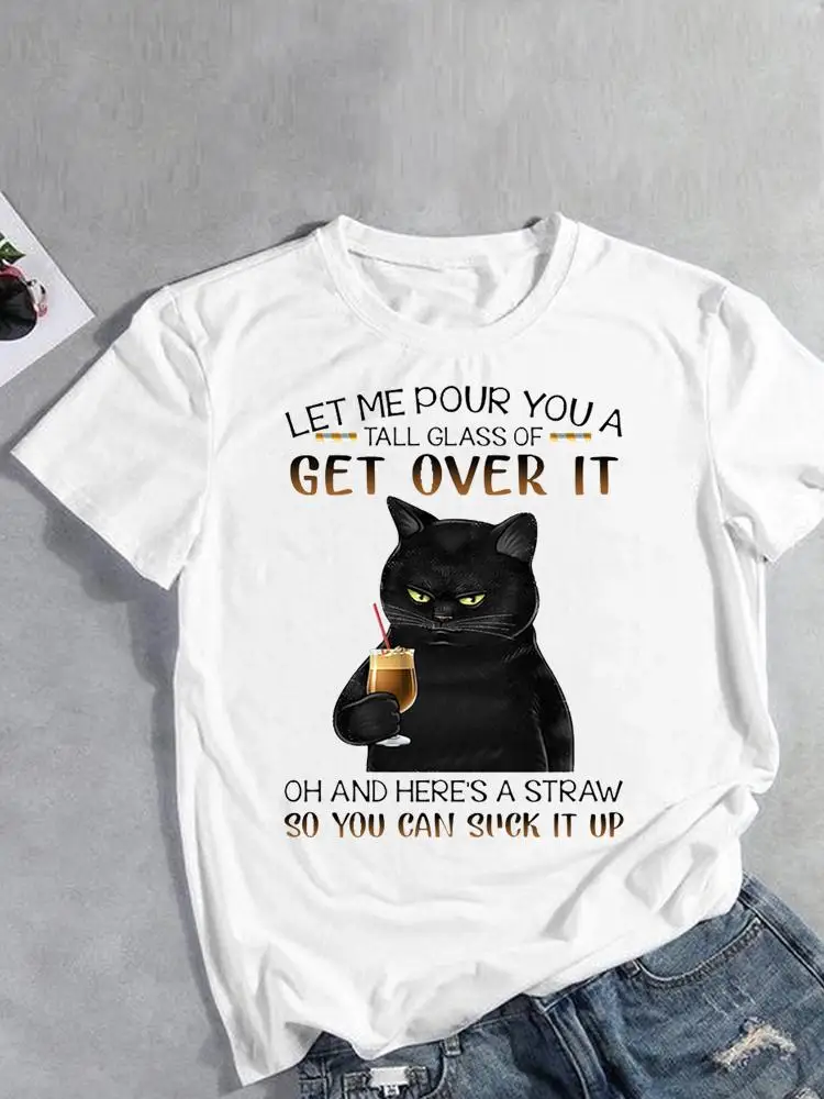

Clothing T-shirts Casual Ladies 90s Animal Cat Funny Women Print Short Sleeve Clothes Fashion Summer T Female Graphic Tee