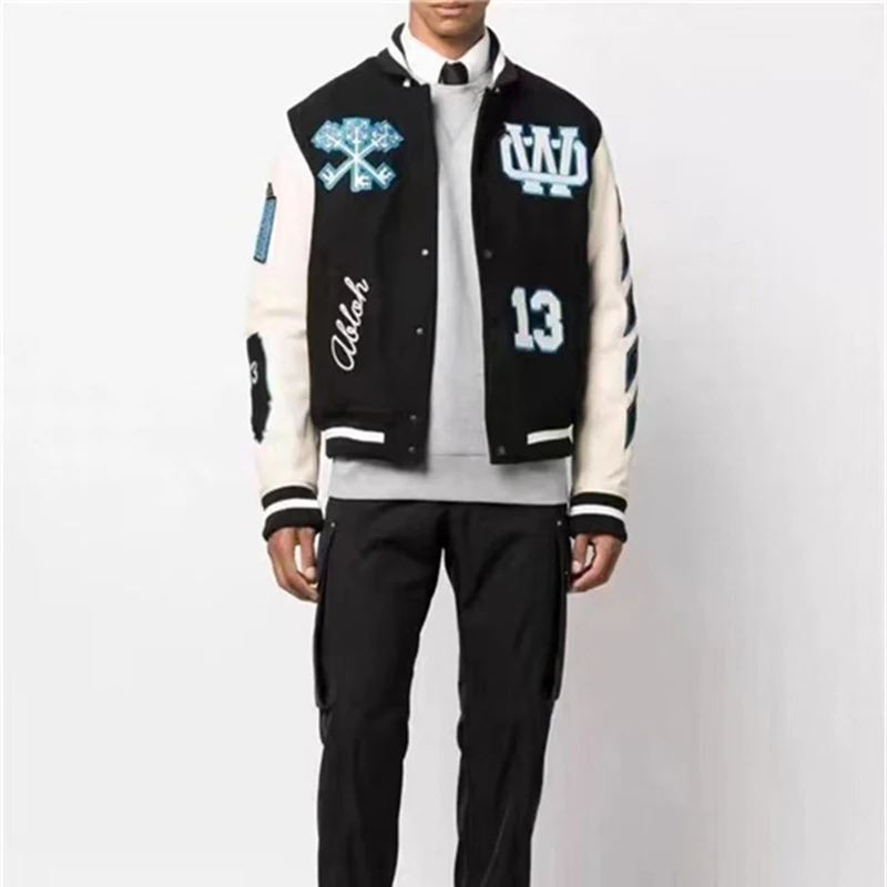 

2024 New Style Embroidery Stitched Leather Diamond High-Quality Men's and Women's Baseball Uniform Casual Thick Varsity Jackets