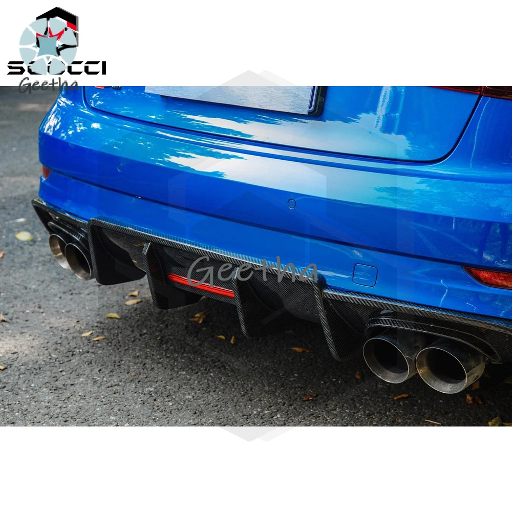 Углеродное волокно KRB Style A3 S3 Светодиодный задний диффузор для Audi Sport Bumper с