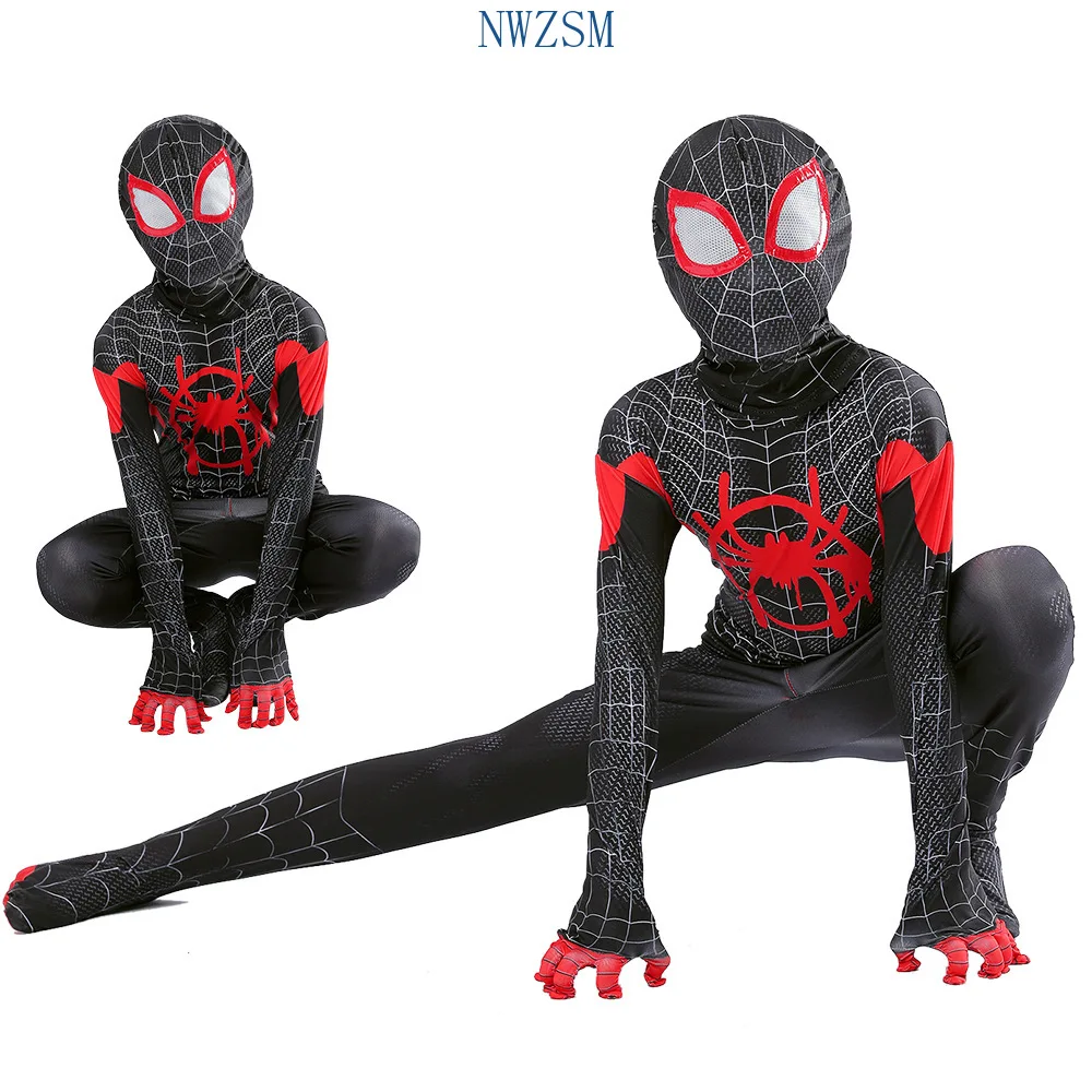 Черный костюм Человека-паука с 3D-принтом для взрослых и детей косплея супергероя