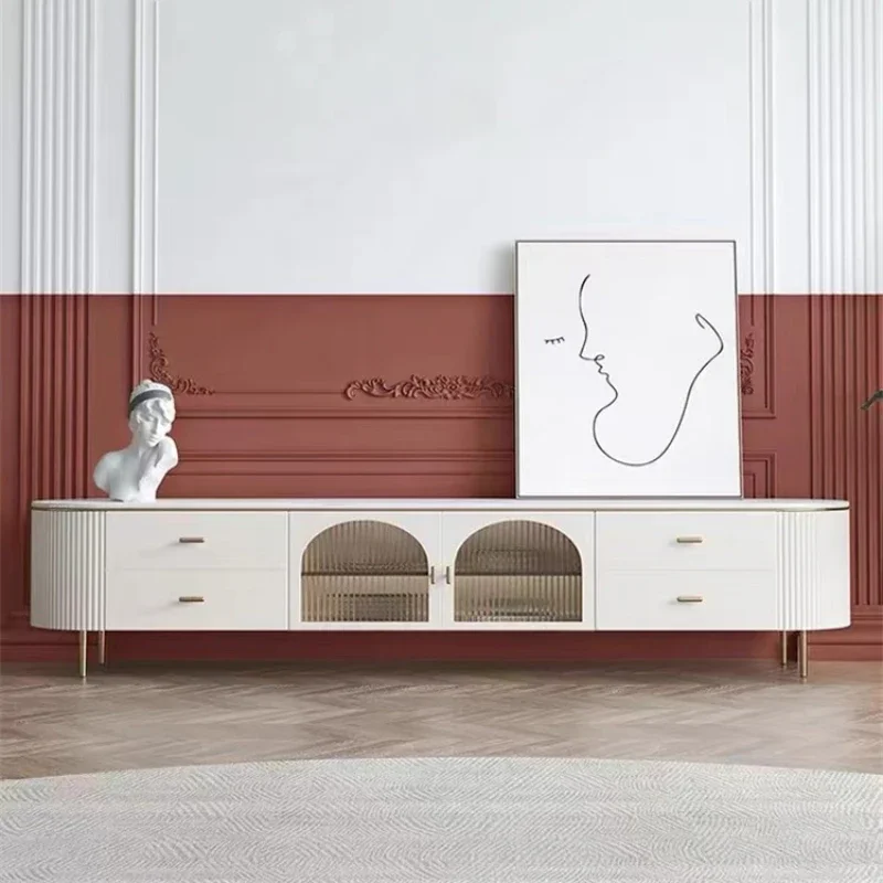 Деревянные скандинавские белые шкафы для телевизора стеклянные двери напольный