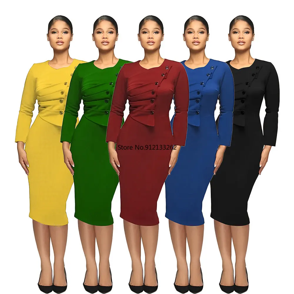 

Платье женское в африканском стиле, с длинным рукавом и круглым вырезом, полиэстеровое платье до колен, одежда в африканском стиле, весна-ос...