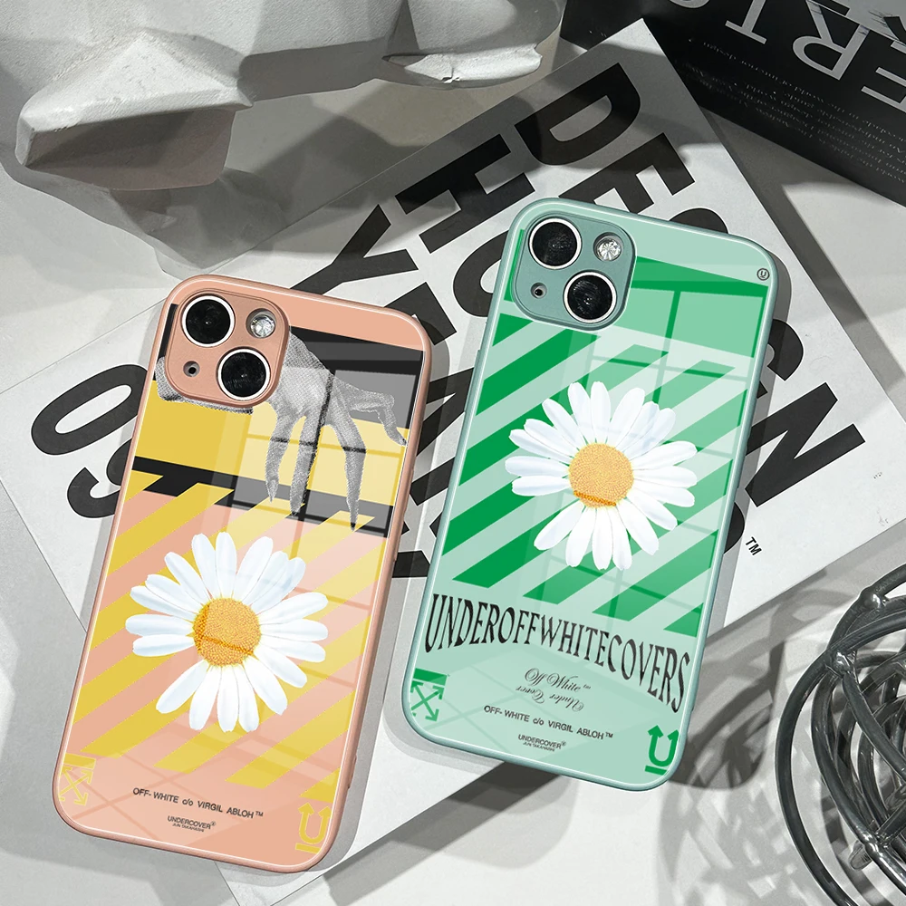 

Чехол для IPhone13Pro с маленькой маргариткой, закаленное стекло для IPhone 14 11 12 XR XS MAX 7/8 X Plus 12 Mini, цветные чехлы