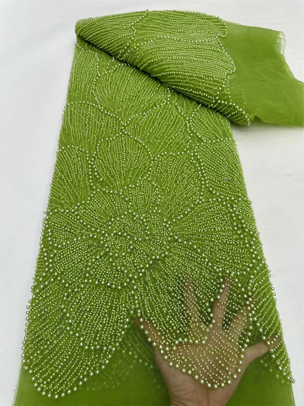 Роскошная кружевная ткань с бисером 5 ярдов высокое качество 2024 африканская для