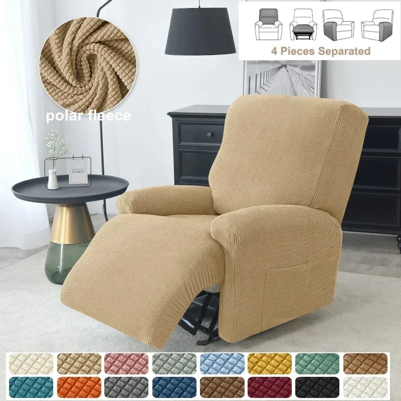 

Polar Fleece Recliner Chair Cover Split Single Sofa Mat Removable Washable Single Seat Protector Couch Lazy Boy Armchair Cover