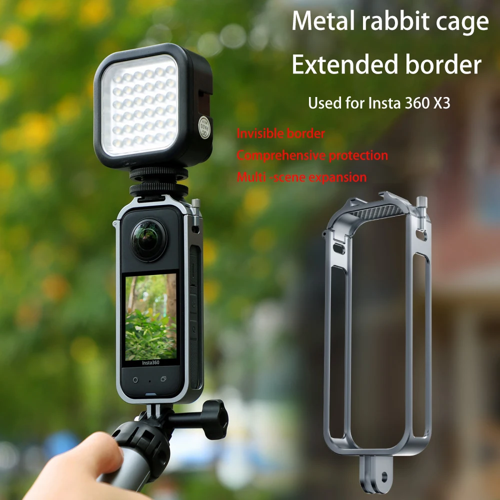 

Sunnylife for Insta360 X3 Metal Rabbit Cage Aluminum Alloy Expansion Border Cold Boots Camera Protective Case