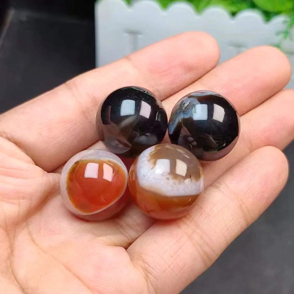 Мини-2 См Красный/черный Агат Змеевидный Натуральный Хрустальный Шар Целебный