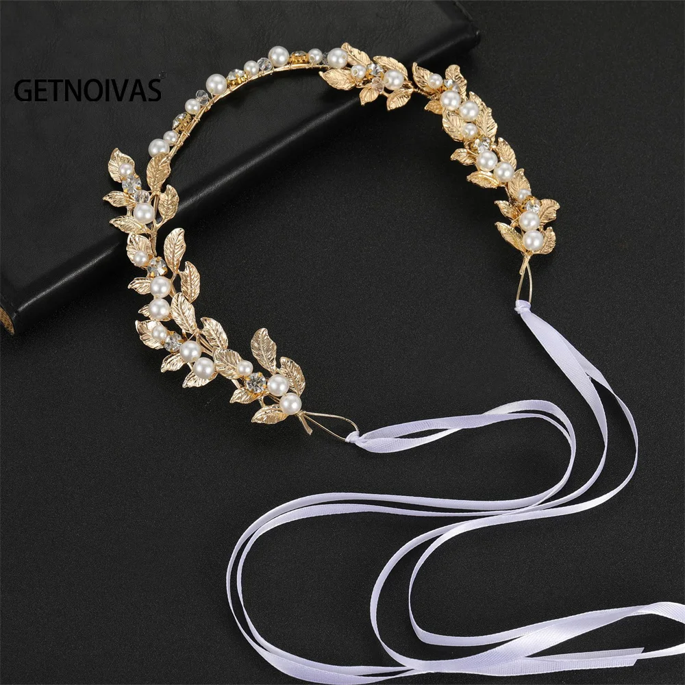 

Женская свадебная тиара с жемчужными листьями, повязка на голову для невесты, Ювелирное Украшение для волос на выпускной, цепочка для волос,...