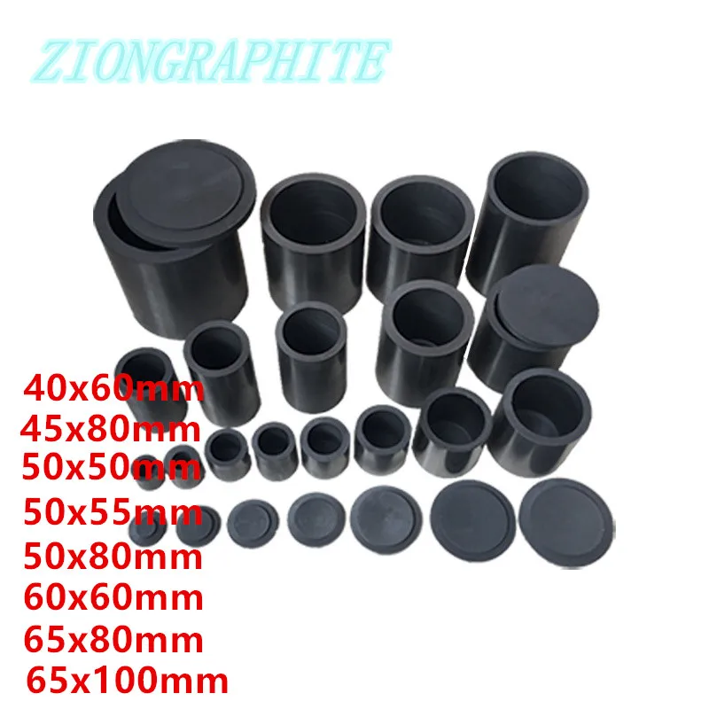 1 Set High Purity Graphite Melting Crucible Cup Graphite Crucible With Lid Cylindrical For Melting Gold Silver Copper Brass Tool