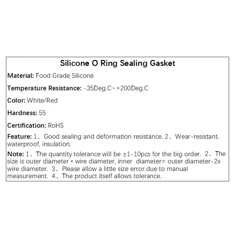 10/50Pcs Red Silicone VMQ O Ring Gaskets CS 4.0mm OD 12~155mm Food Grade Waterproof Washer Round Silicon Rubber Seal Gasket